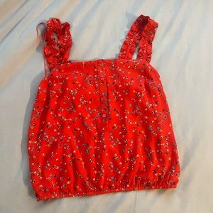 Aqua Red Floral Tank